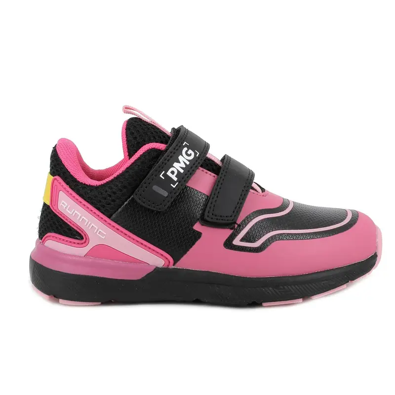 Sneakers da bambina fuxia e nero con strap