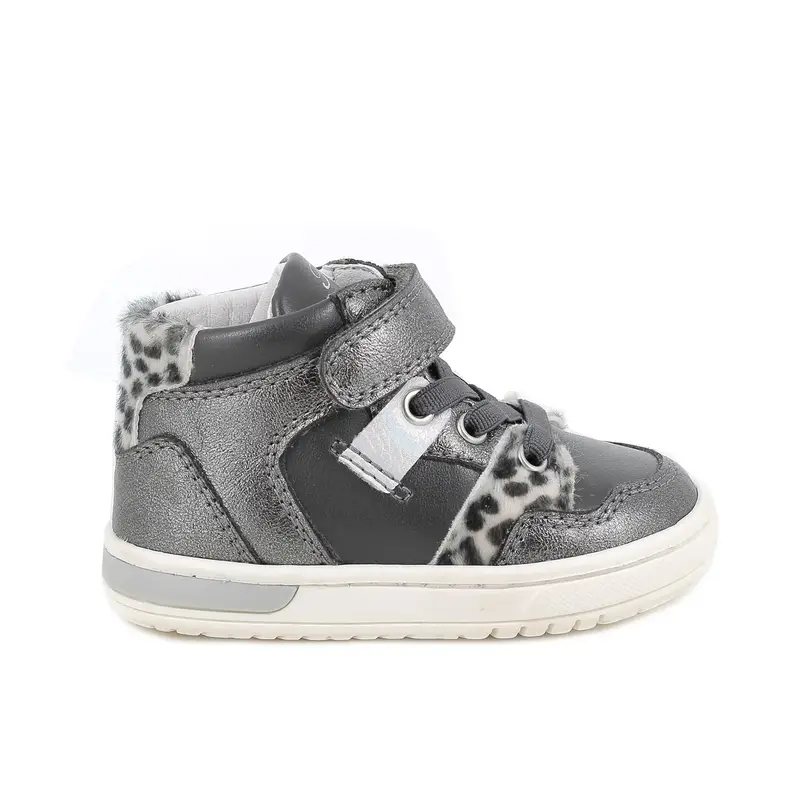 Sneakers da bambina grigio con strap