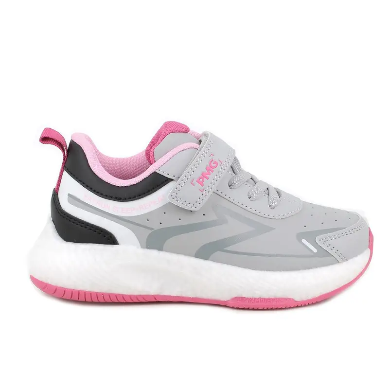 Sneakers da bambina grigio con strap