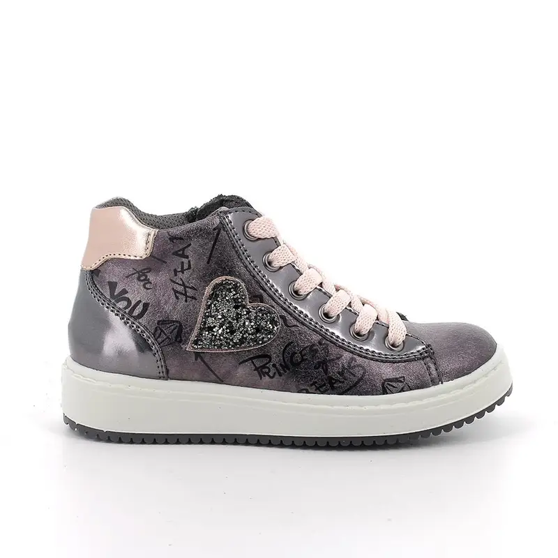 Sneakers da bambina grigio con zip