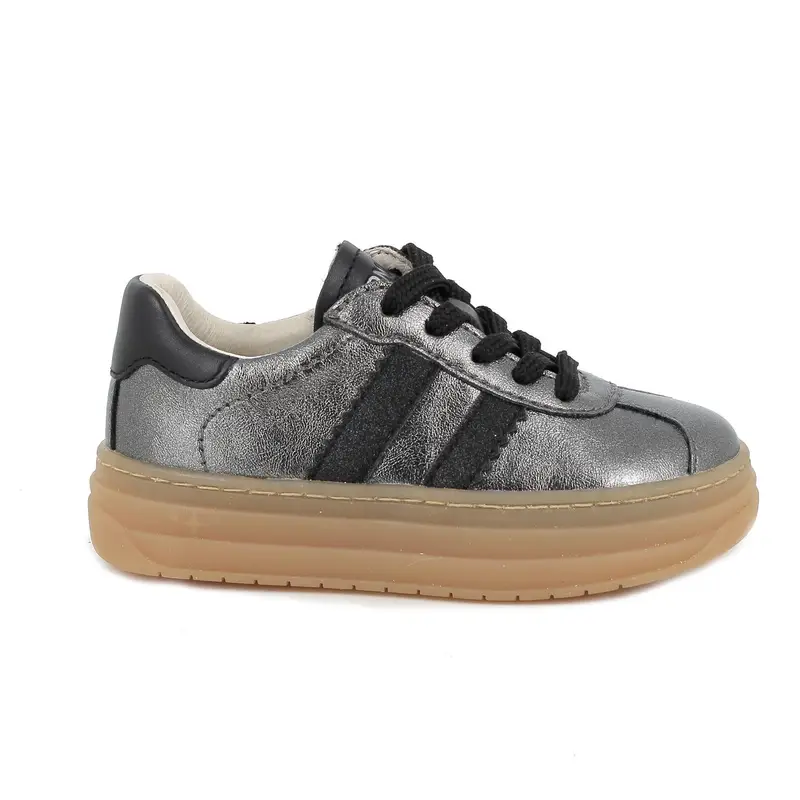Sneakers da bambina grigio con zip