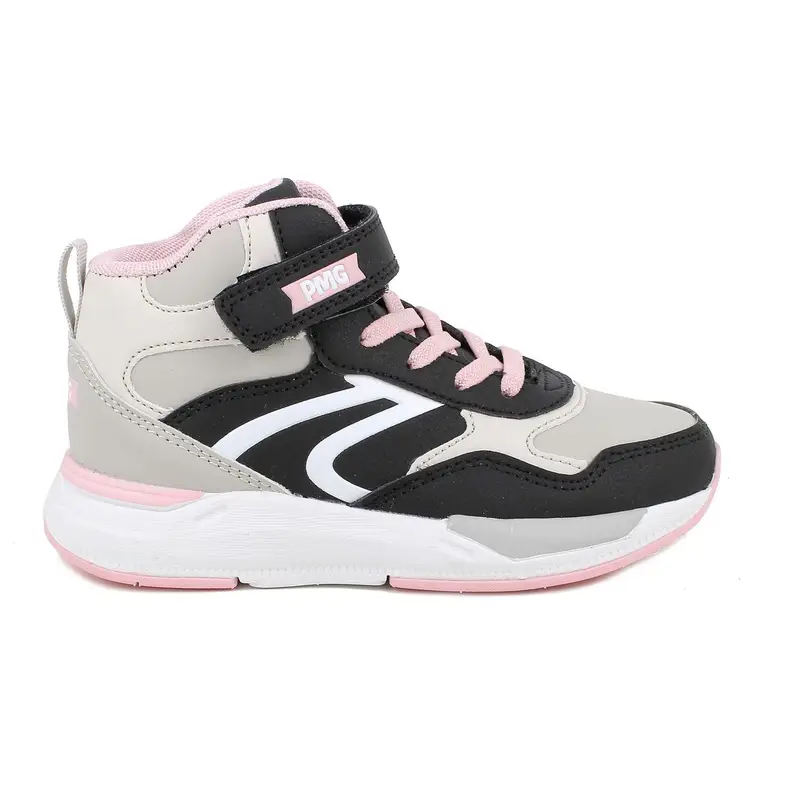 Sneakers da bambina grigio e nero con strap