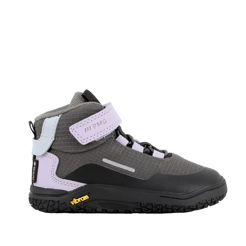 Sneakers da bambina grigio e viola con strap