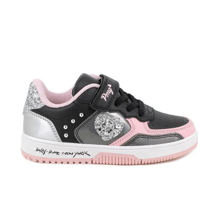 Sneakers da bambina nero con strap