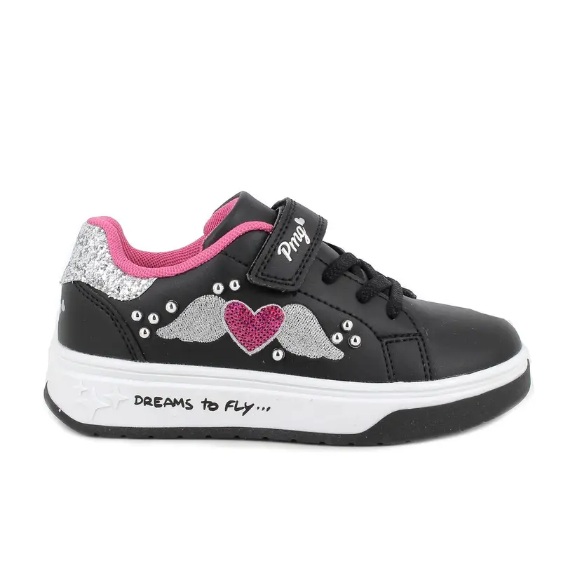 Sneakers da bambina nero con strap