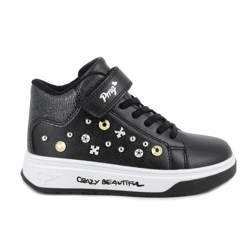 Sneakers da bambina nero con strap