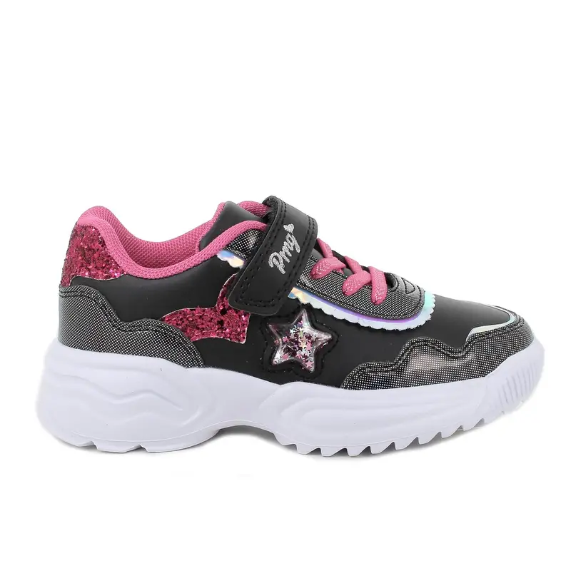 Sneakers da bambina nero con strap