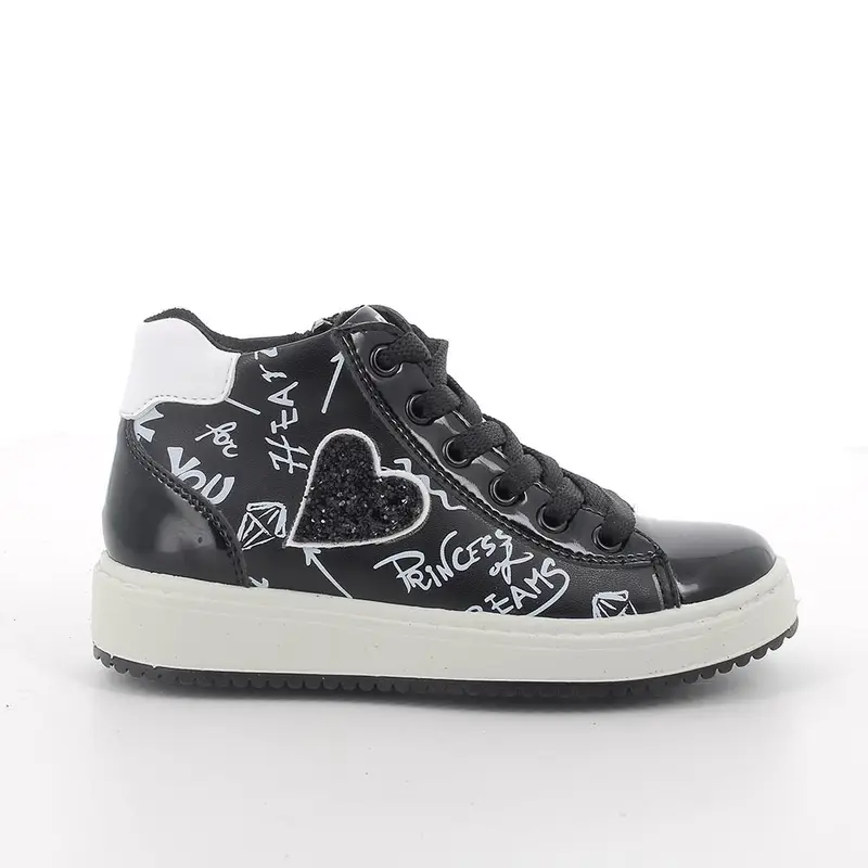 Sneakers da bambina nero con zip