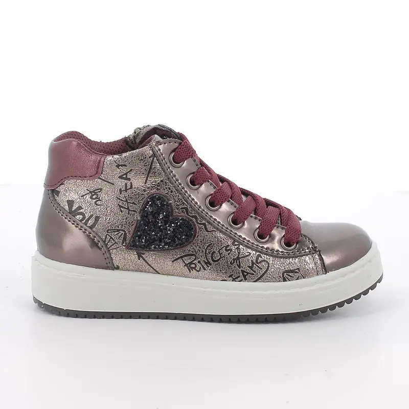 Sneakers da bambina platino e marrone con zip
