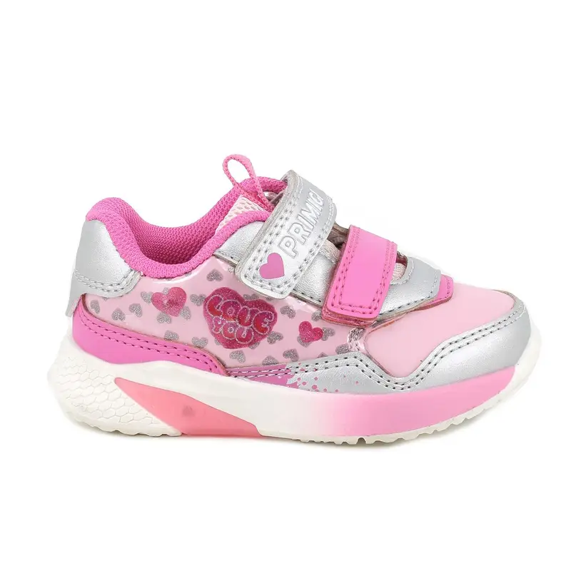 Sneakers da bambina rosa con strap