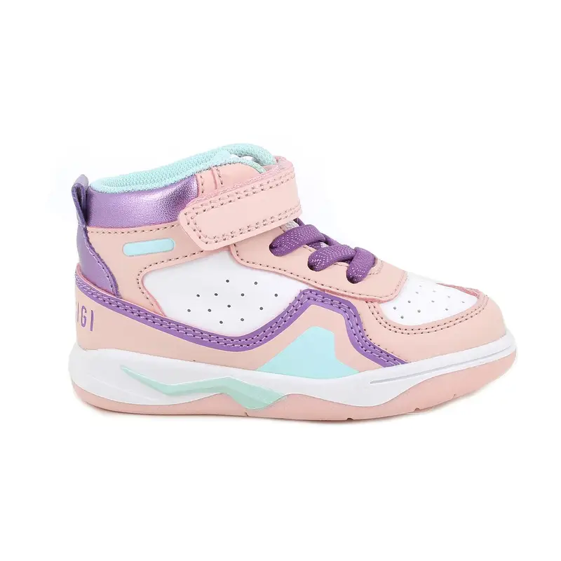 Sneakers da bambina rosa e bianco con strap