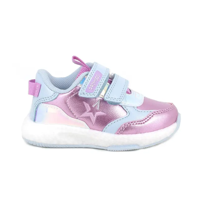 Sneakers da bambina rosa e celeste con strap