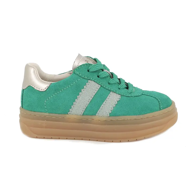 Sneakers da bambina verde con zip