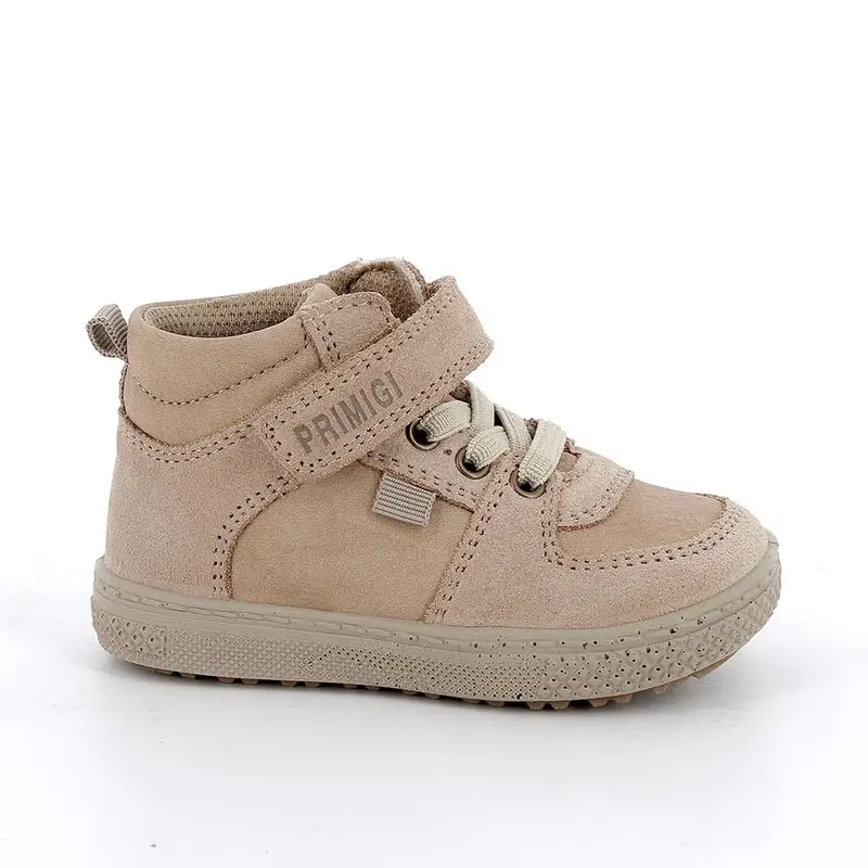 Sneakers da bambino beige con strap