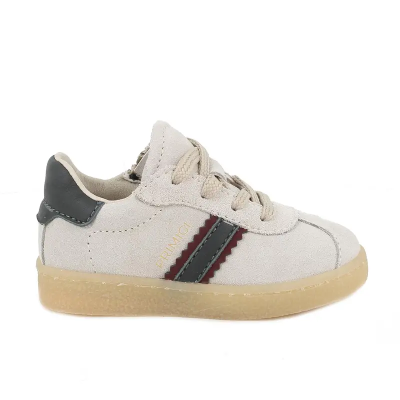Sneakers da bambino bianco e beige con zip