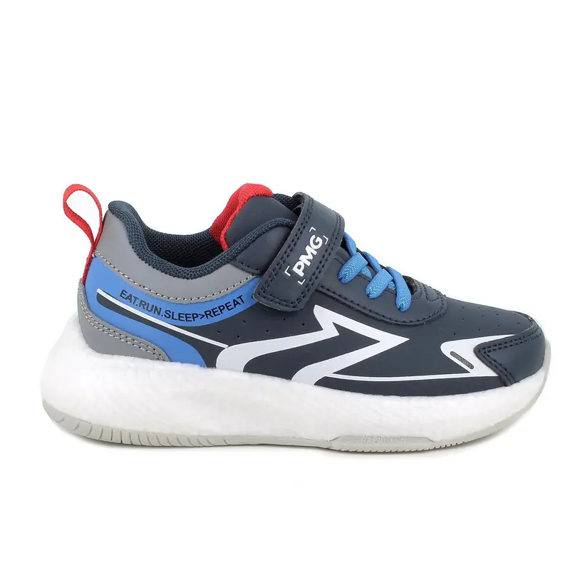Sneakers da bambino blu con strap
