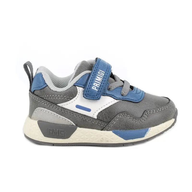 Sneakers da bambino grigio con strap