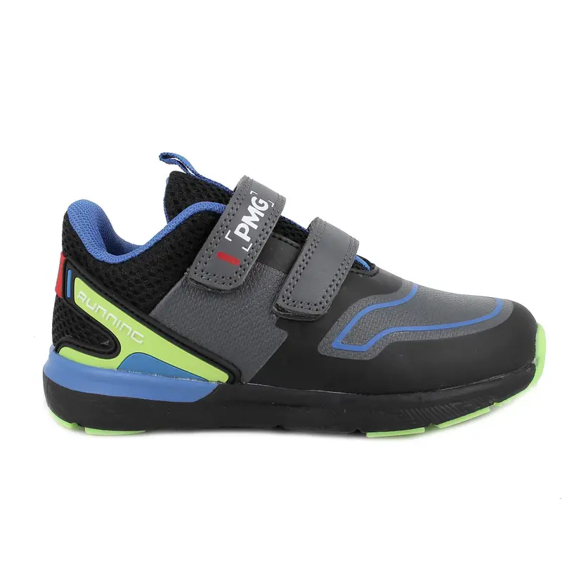 Sneakers da bambino grigio con strap