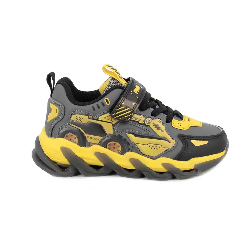 Sneakers da bambino grigio con strap