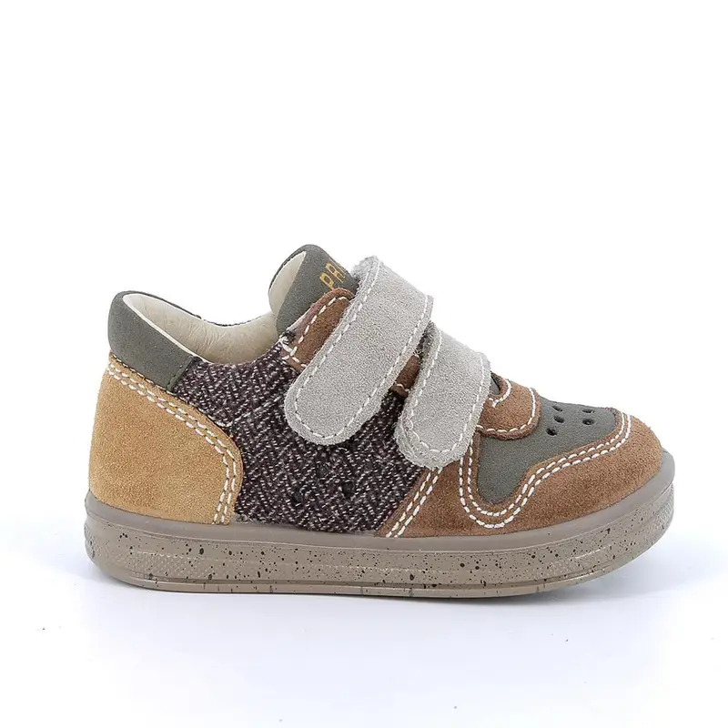 Sneakers da bambino marrone con strap