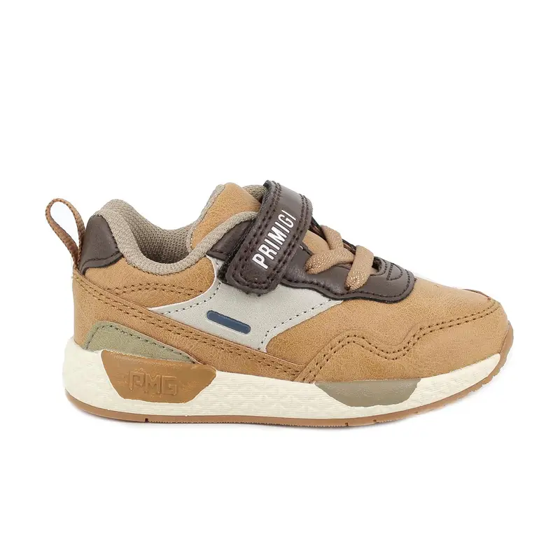 Sneakers da bambino marrone con strap