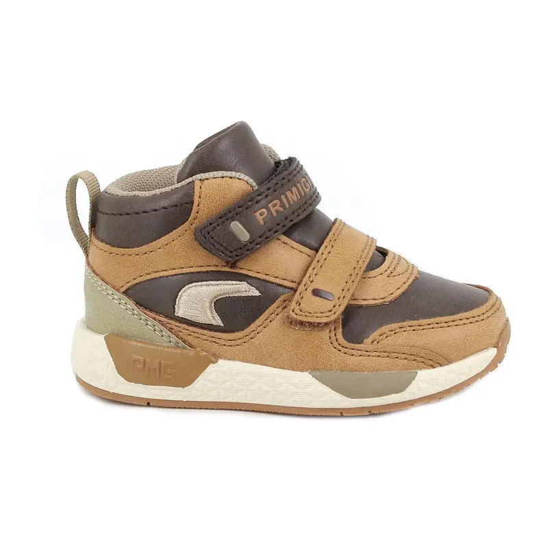 Sneakers da bambino marrone con strap