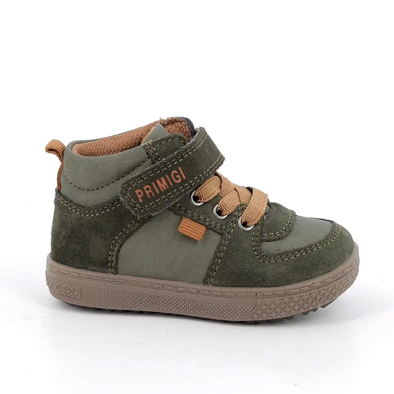 Sneakers da bambino verde con strap