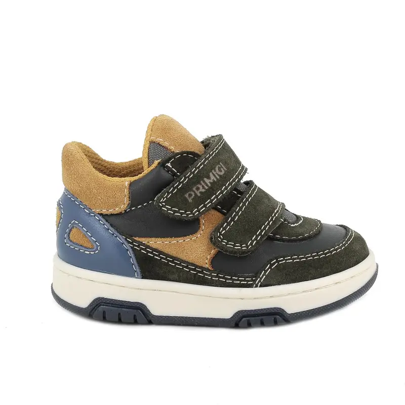 Sneakers da bambino verde con strap