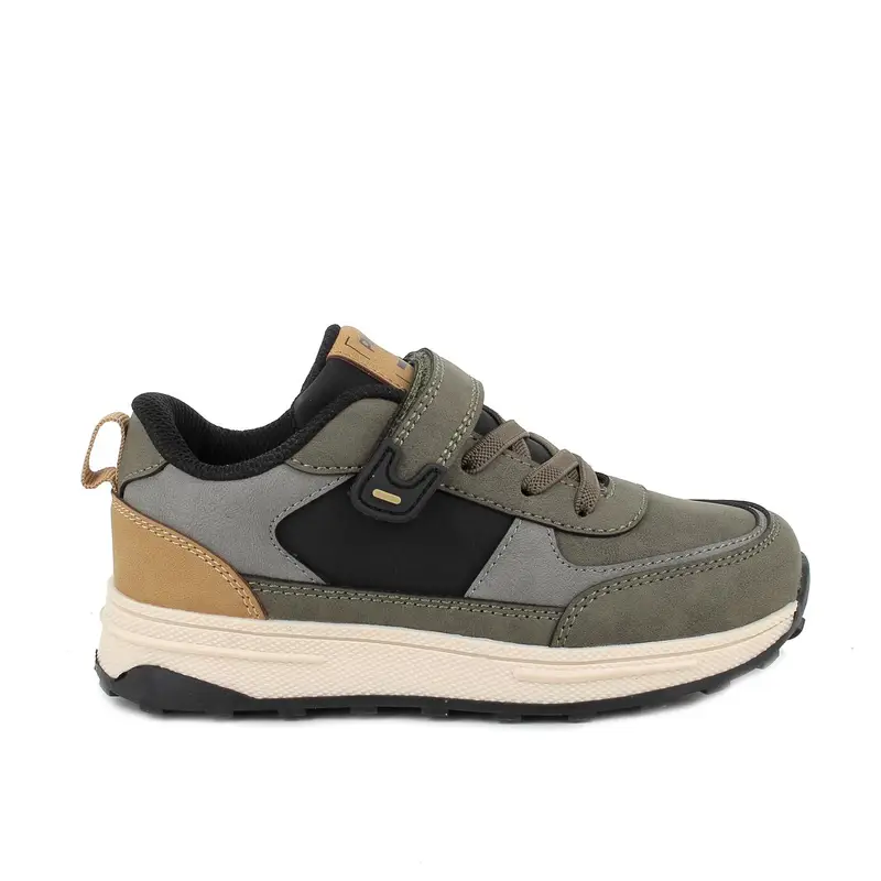 Sneakers da bambino verde con strap