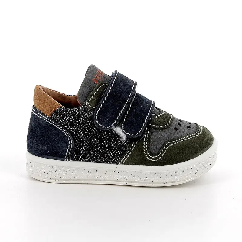 Sneakers da bambino verde e blu con strap