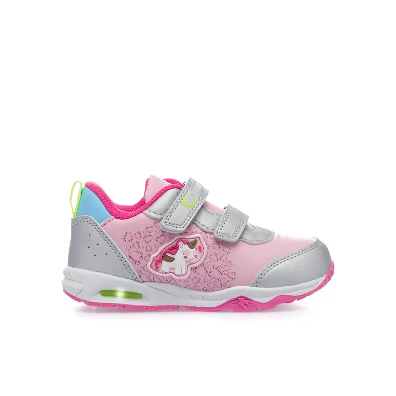 Sneakers da bimba rosa unicorno con doppio strappo e lucine