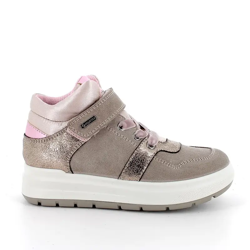 Sneakers gore-tex da bambina beige con strap