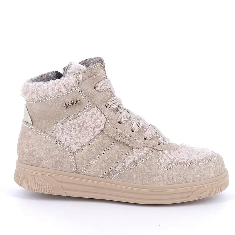 Sneakers gore-tex da bambina beige con zip