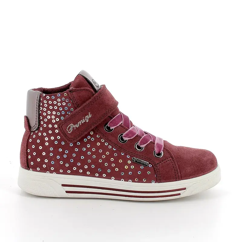 Sneakers gore-tex da bambina bordò con strap