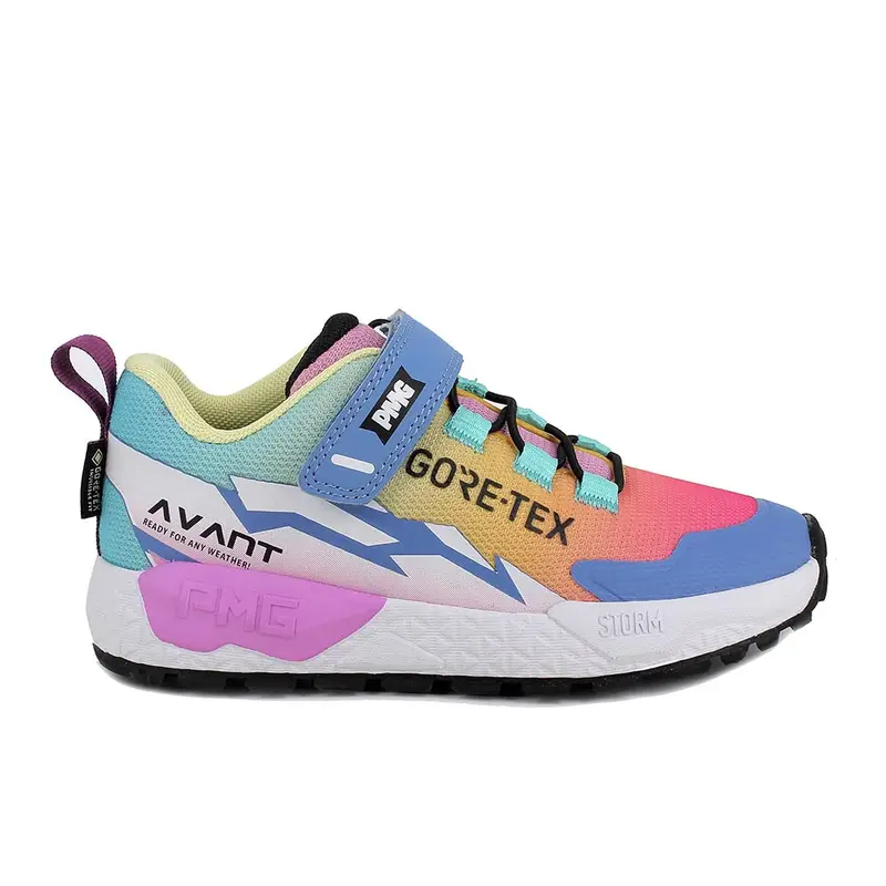 Sneakers gore-tex da bambina celeste e fuxia con strap