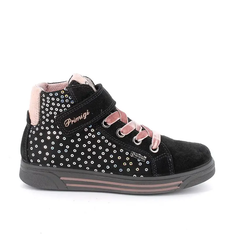 Sneakers gore-tex da bambina nero con strap