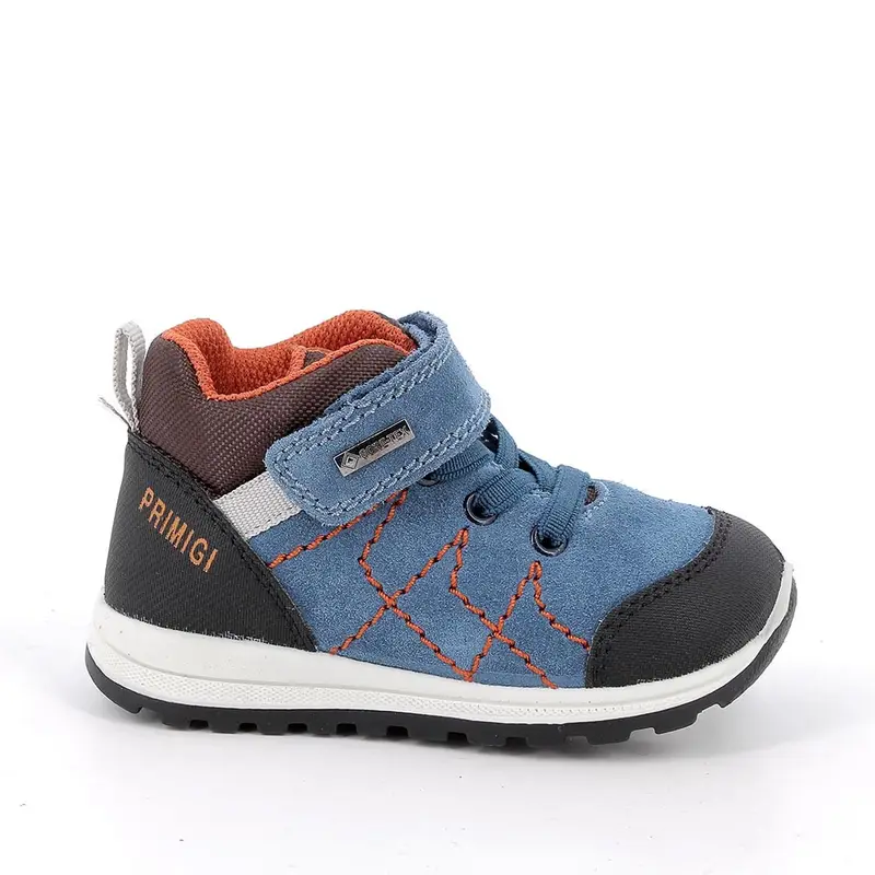 Sneakers gore-tex da bambino celeste con strap