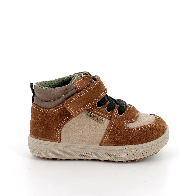 Sneakers gore-tex da bambino marrone e beige con strap