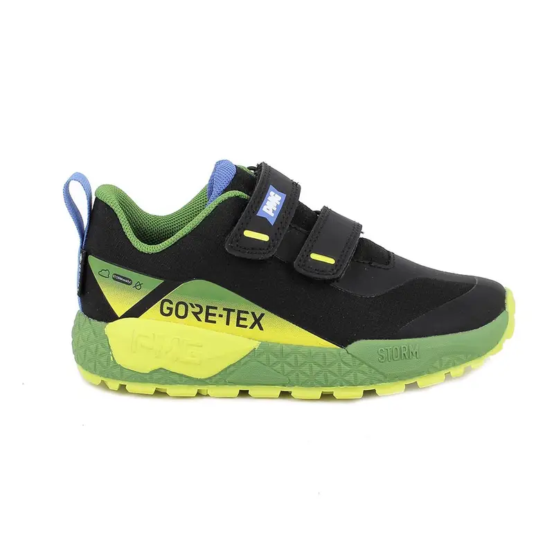 Sneakers gore-tex da bambino nero e verde con strap