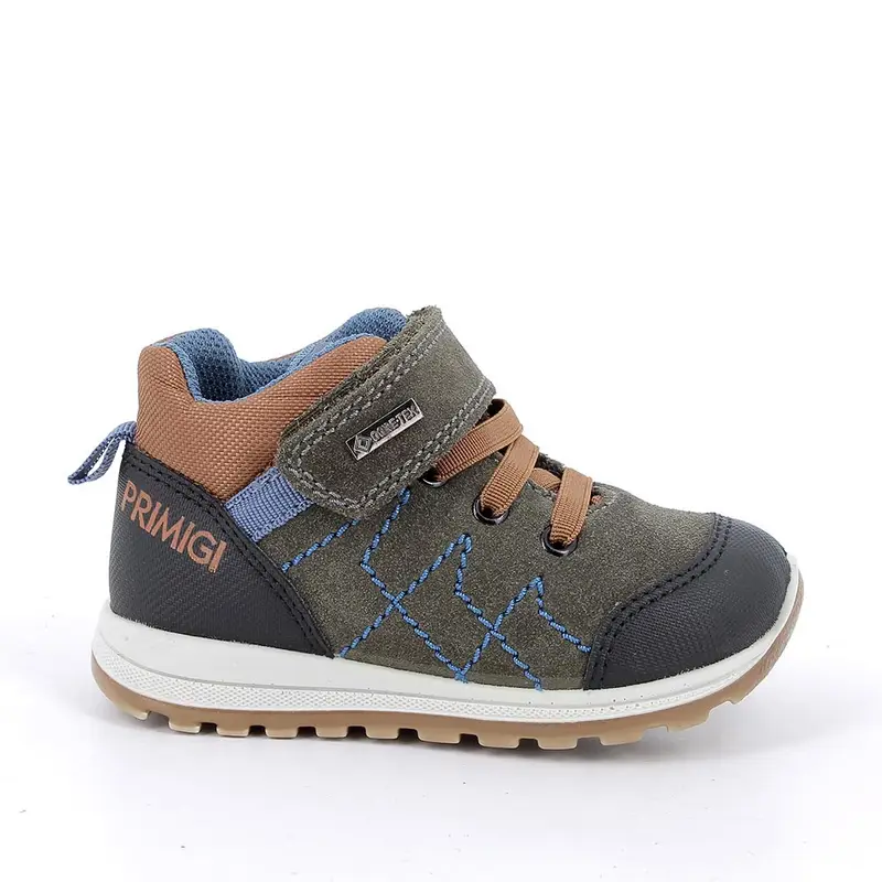 Sneakers gore-tex da bambino verde con strap