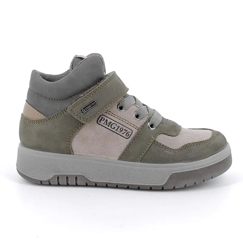 Sneakers gore-tex da bambino verde e beige con strap