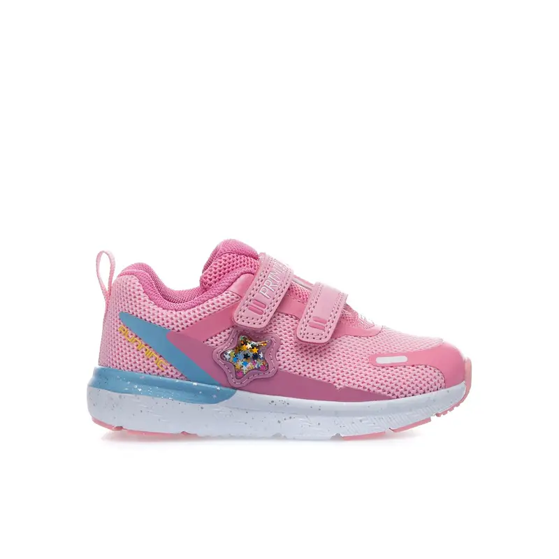 Sneakers rosa con doppio velcro e stella laterale da bimba