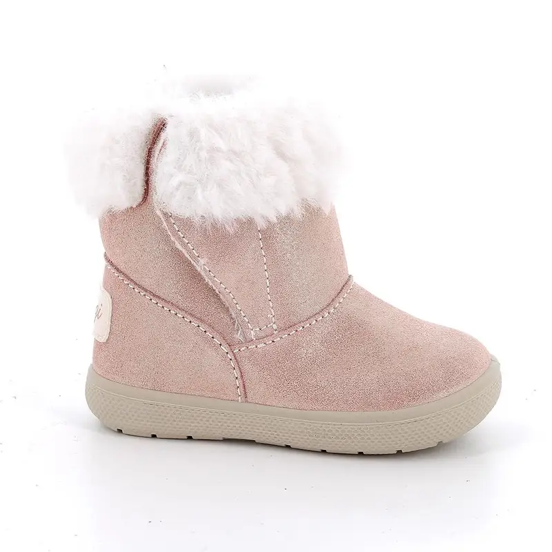 Stivaletti da bambina beige e rosa con strap