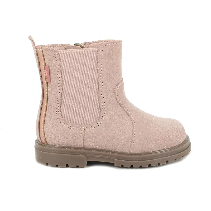 Stivaletti da bambina rosa e beige con zip