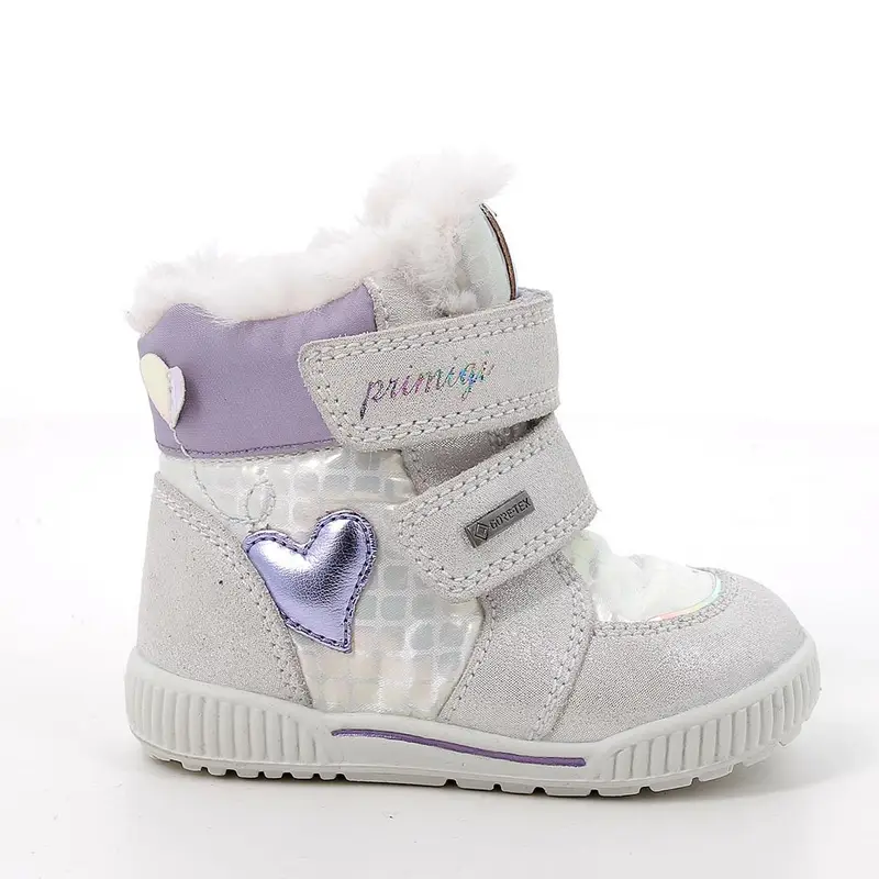 Stivaletti gore-tex da bambina argento con strap