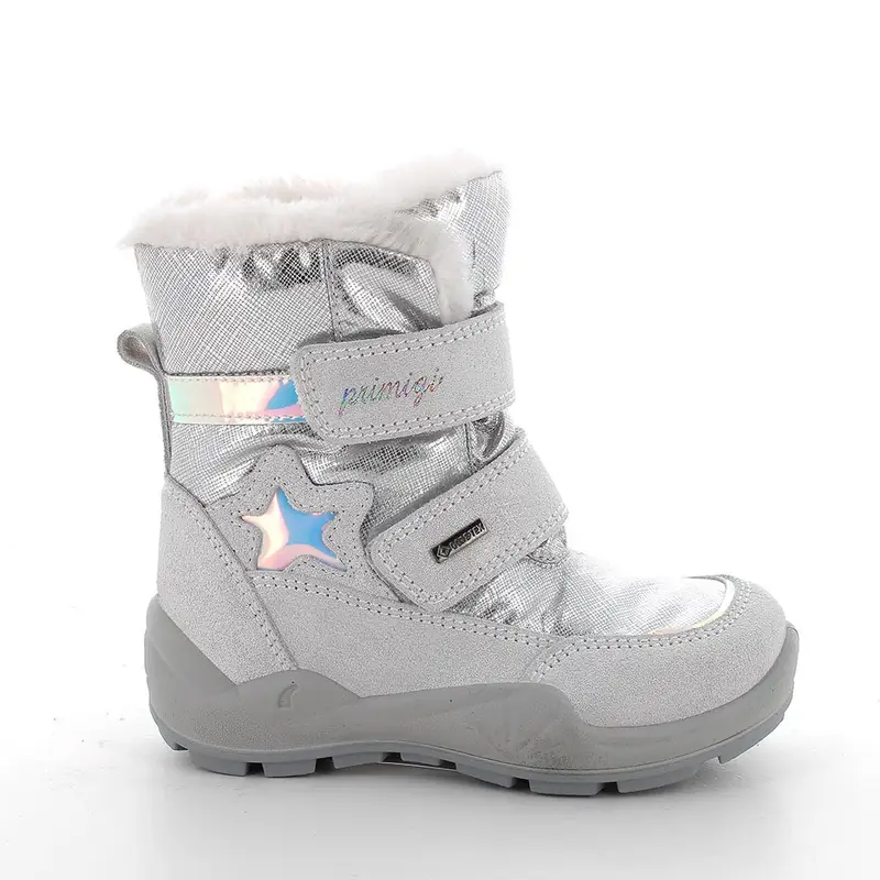 Stivaletti gore-tex da bambina argento con strap