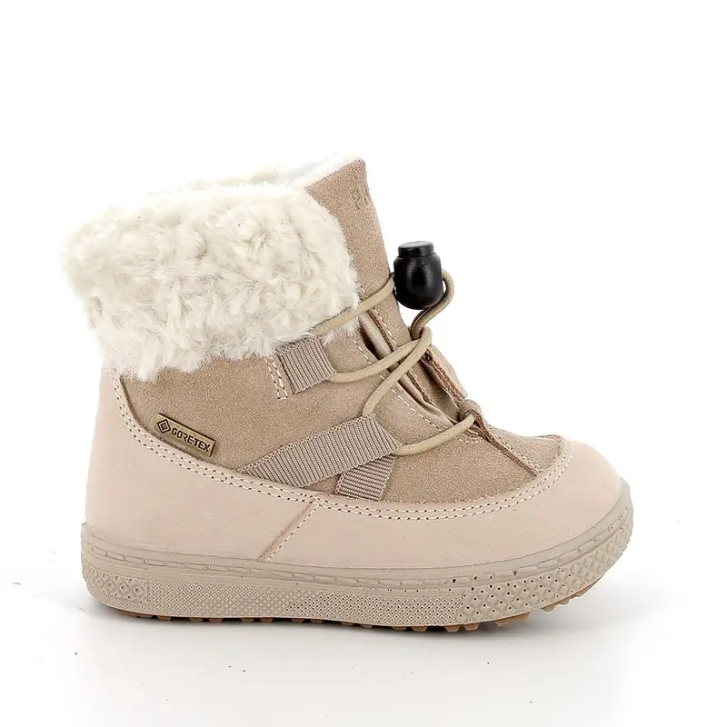 Stivaletti gore-tex da bambina beige con elastico