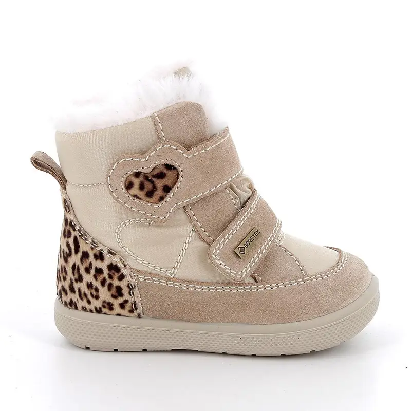 Stivaletti gore-tex da bambina beige con strap