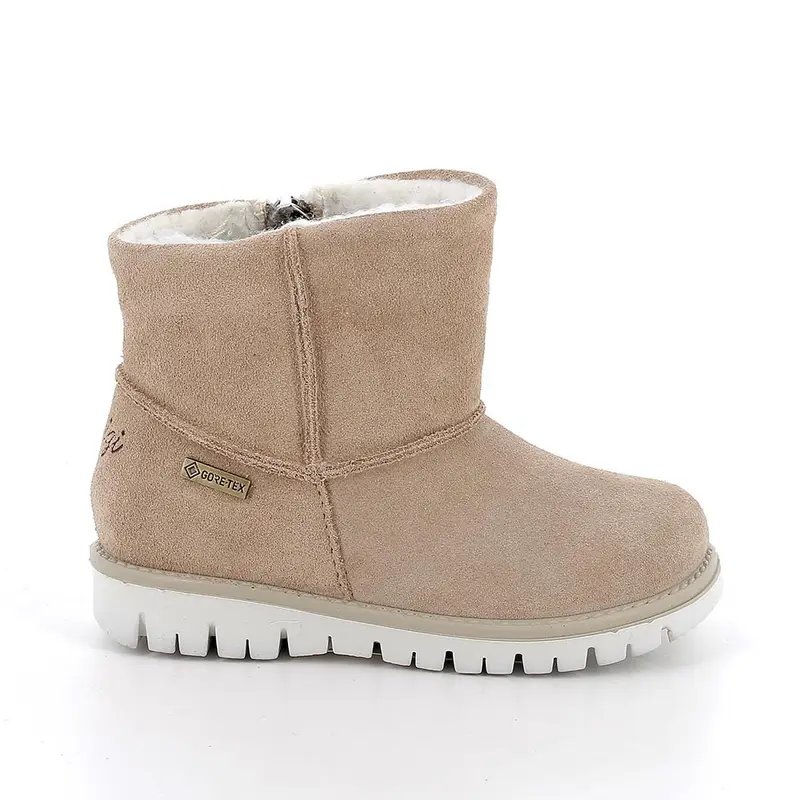 Stivaletti gore-tex da bambina beige con zip