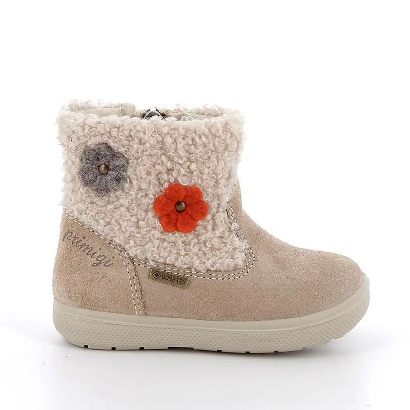 Stivaletti gore-tex da bambina beige con zip